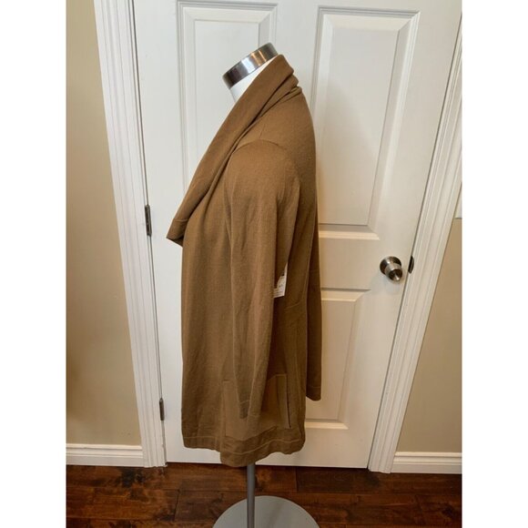 Theory Brown Open Front 3/4 Sleeve Cardigan, Size Small - Picture 3 of 5